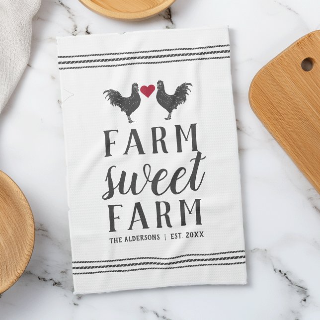 Grey & White Personalised Farm Sweet Farm Tea Towel (Creator Uploaded)