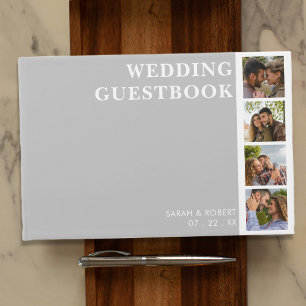 Grey & White Photo Booth Collage Wedding Guest Book