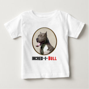 Grey & White Pitbull Incred-i-Bull Baby T-Shirt