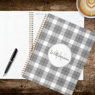 Grey & White Plaid Planner