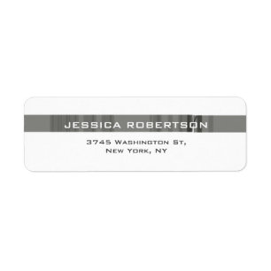 Grey White Plain Elegant Modern Trendy Return Address Label
