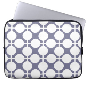 grey white polka dot and check pattern laptop sleeve