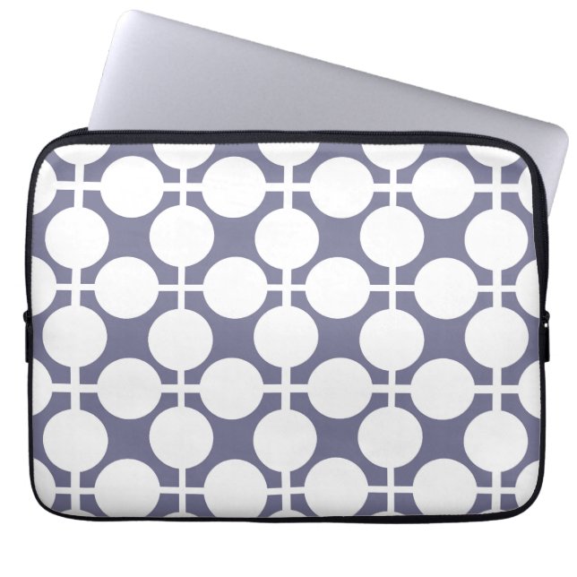 grey white polka dot and check pattern laptop sleeve (Front)