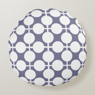 grey white polka dot and check pattern round cushion