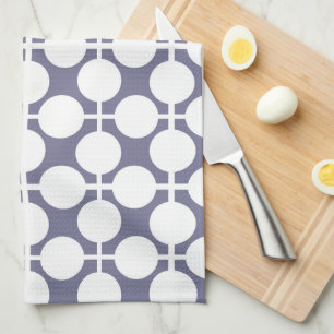 grey white polka dot and check pattern tea towel