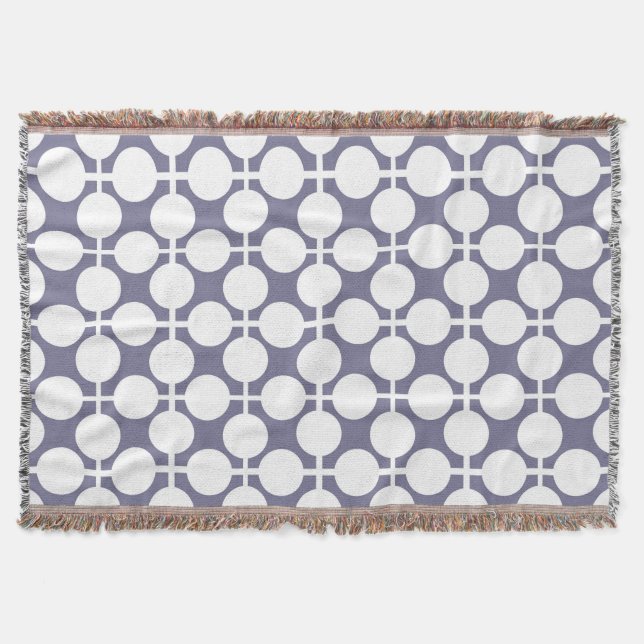 grey white polka dot and check pattern throw blanket (Front)
