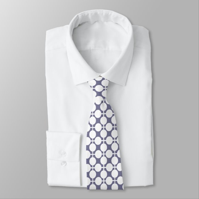 grey white polka dot and check pattern tie (Tied)