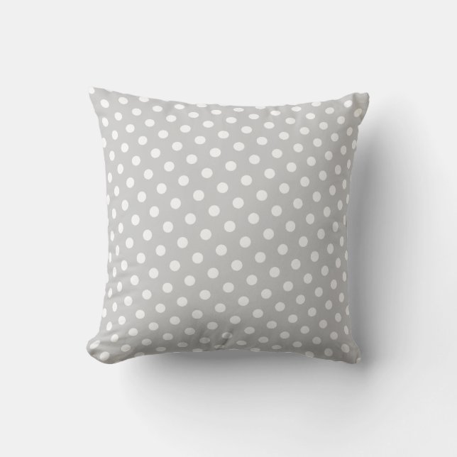 Grey & White Polka Dot Pattern Throw Pillows (Front)