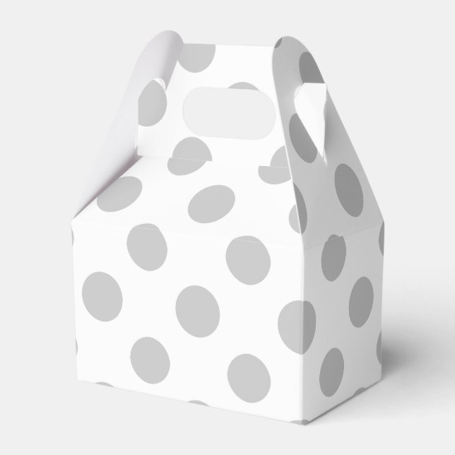 Grey White Polka Dots Pattern Favour Box (Front Side)