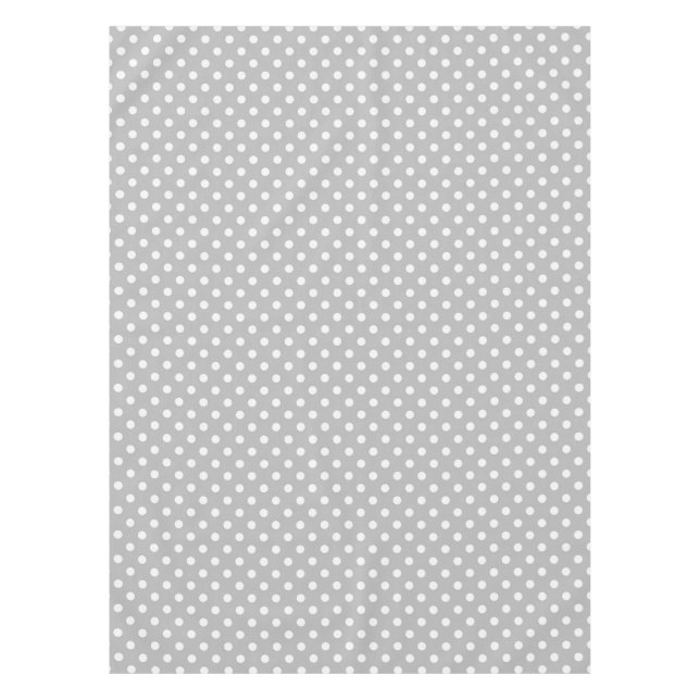 Grey White Polka Dots Pattern Tablecloth (Front)