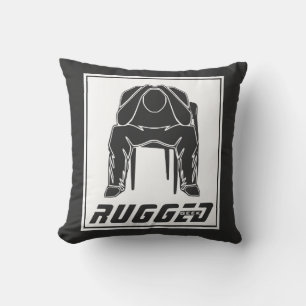 grey white Rugged Man Holding Head   Thinking Man Cushion