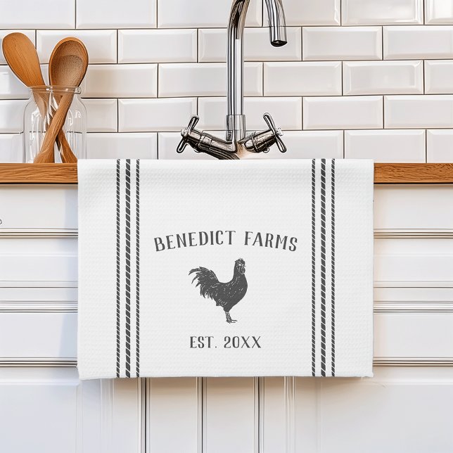Grey & White Rustic Personalised Farm Name Tea Towel (Creator Uploaded)