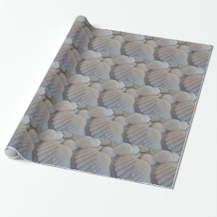 Grey White, Seashells, Sea Shell Summer Beach Love Wrapping Paper