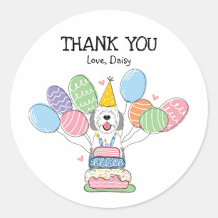 Grey & White Sheepadoodle Favour Tags Sticker