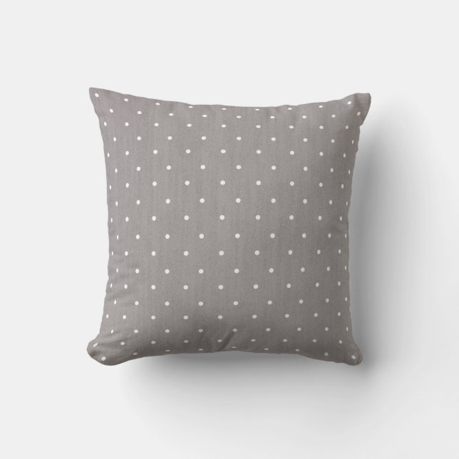 Grey & White Small Polka Dots Modern Chic Cushion (Front)