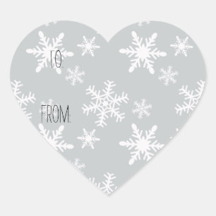 Grey White Snowflakes Gift Tag