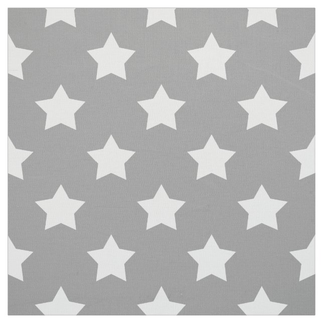 Grey White Stars Pattern Decorative Textile Fabric (Swatch)