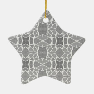 Grey White Stone Tiles Mosaic Pattern Ceramic Ornament