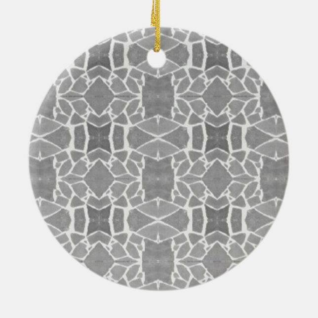 Grey White Stone Tiles Mosaic Pattern Ceramic Tree Decoration (Back)