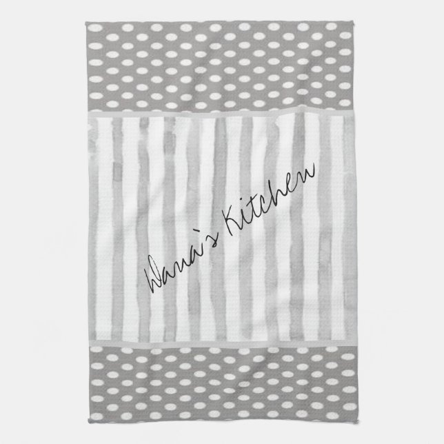 Grey White Stripe Kitchen Hand Towel (Vertical)
