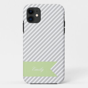 Grey & White Stripe Monogram iPhone 5 Case