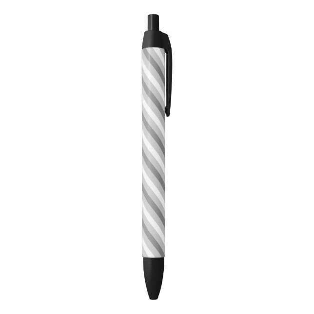 Grey & White Stripe Striped Pattern Minimal Black Ink Pen (Bottom (Vertical))