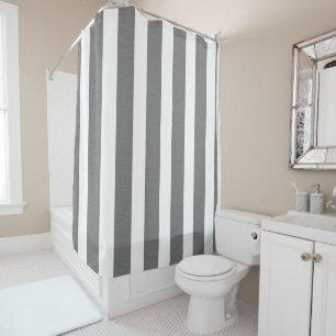 Grey & White Striped Custom Shower Curtain