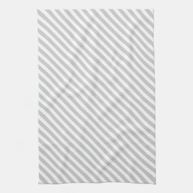Grey & White Striped Pattern Tea Towel (Vertical)