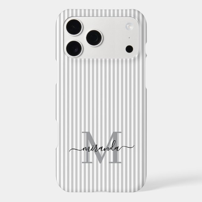 Grey & White Stripes Monogram Initial (Back)