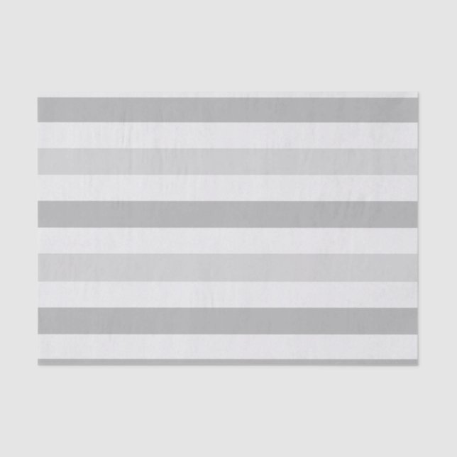 Grey White Stripes Tissue Paper (Front)