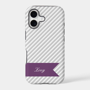 Grey & White Stripes w Monogram iPhone 5 Case