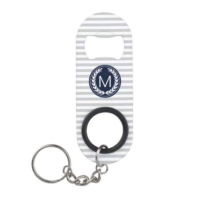 Grey & White Stripes with Navy Monogram (Front)
