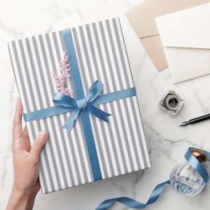 Grey & White Stripes Wrapping Paper