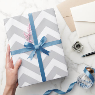 Grey & White Thick Chevron Wedding Birthday V1 Wrapping Paper