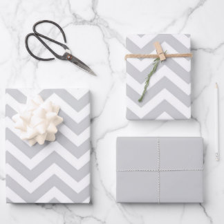 Grey & White Thick Chevron Wedding Birthday V1 Wrapping Paper Sheet