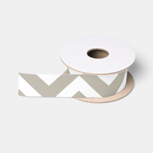 Grey & White Thick Chevron Wedding Birthday V4 Satin Ribbon