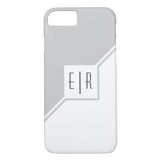 Grey, white triangles, monogram modern geometric iPhone 8/7 case