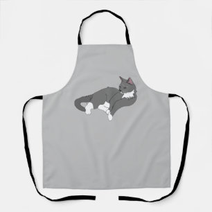 Grey & White Tuxedo Cat Apron