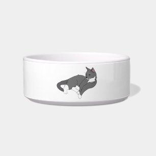 Grey & White Tuxedo Cat Bowl