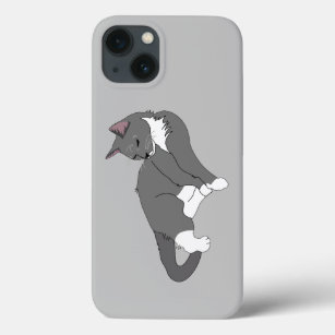 Grey & White Tuxedo Cat iPhone 13 Case