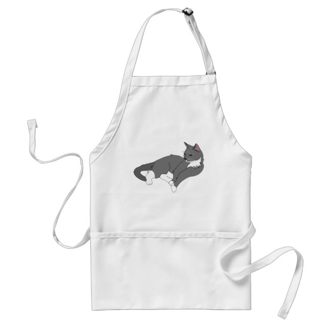 Grey & White Tuxedo Cat Standard Apron (Front)