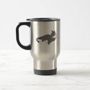 Grey & White Tuxedo Cat Travel Mug
