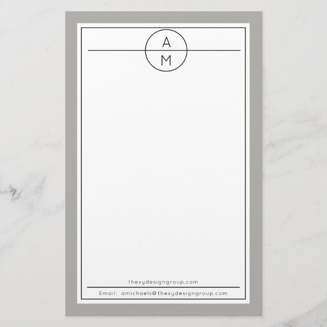 Grey | White Unisex Minimalist Modern Professional Stationery (Front)