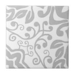 Grey White Vintage Original Unique Watercolor Ceramic Tile<br><div class="desc">Beautiful high quality original watercolor vintage pattern ceramic tile,  modern blue on a white background. Perfect for a fresh style interior design.</div>