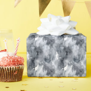Grey & White Watercolor  Wrapping Paper