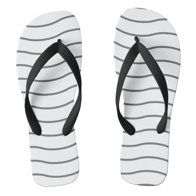 Grey White Wave Pattern Flip Flops (Footbed)