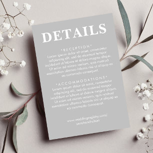 Grey & White Wedding Details Enclosure Card