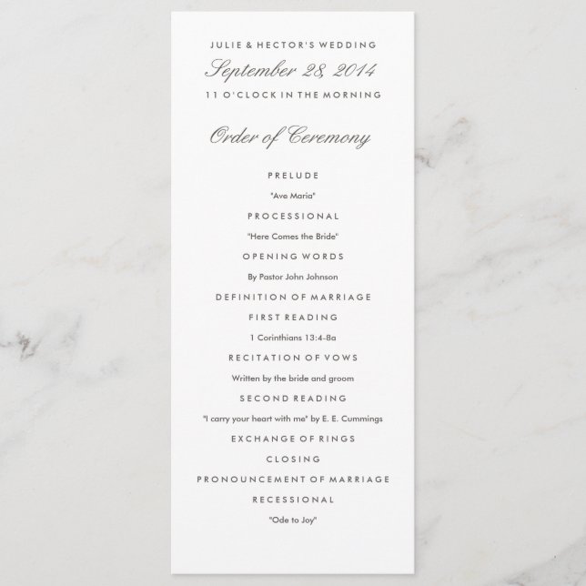 Grey & White Wedding Program Template (Front)