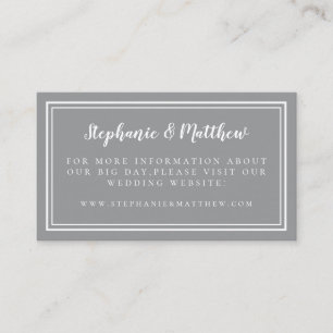 Grey & White Wedding Website Minimalist Simple Enclosure Card