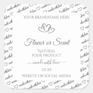Grey White Word Cloud Product Labels Cute Hearts